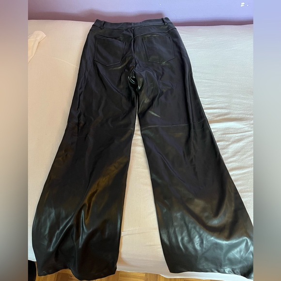 High Waist Faux Leather Straight Leg Pants with Pockets - Picture 2 of 7